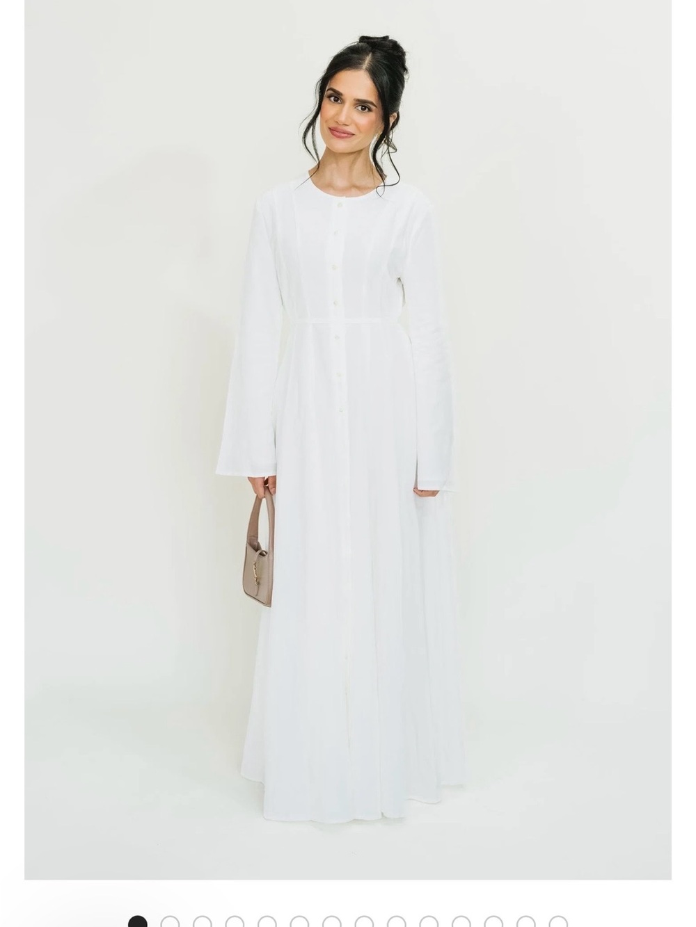 Women’s White Long Sleeve Maxi Button-Front Dress - Elaa The Label